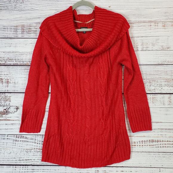 torrid Sweaters - Torrid Marilyn Christmas Red Cowl Neck Tunic Sweater Lightweight Cable Knit L